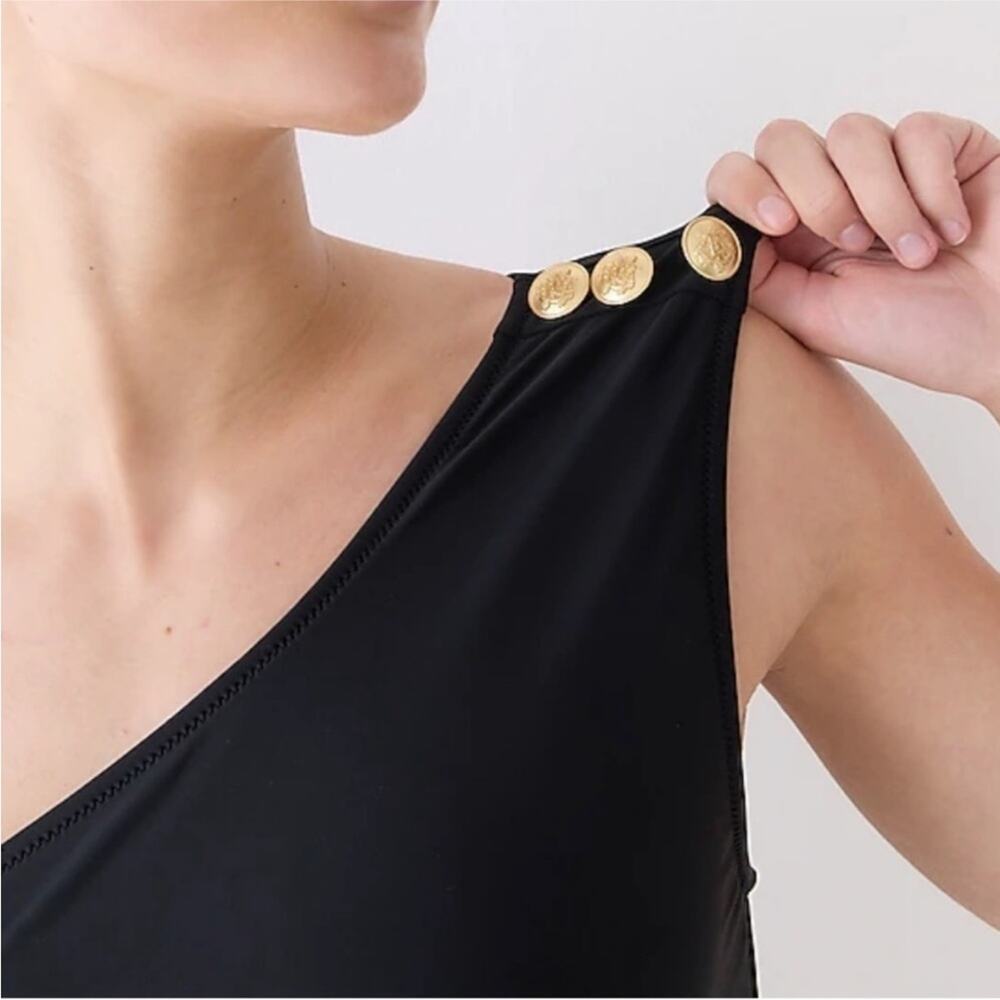 J. Crew Cut Out Full Coverage One Piece Swimsuit with Buttons Navy Size 22 - Picture 3 of 11